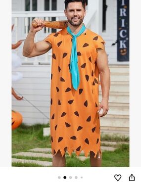Men's Orange Caveman Swim Cover-Up without the scarf.